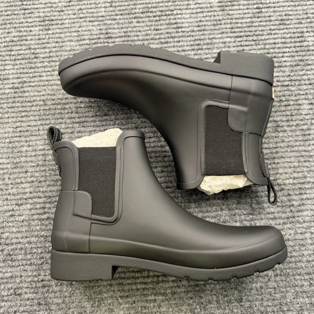 Hunter‎ Refined Chelsea Rain Boot Women's 7 Matte Black Waterproof New In Box